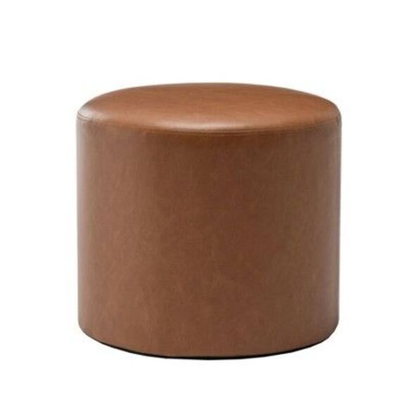 Open Box - WOVENBYRD -  Round Pouf Footrest Ottoman Contemporary Brown - Picture 4 of 5